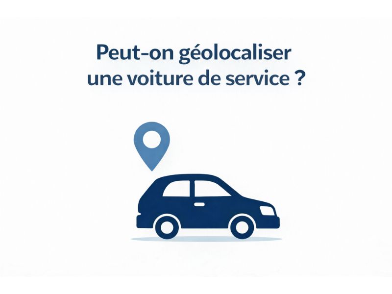Illustration d’une voiture de service géolocalisée avec un point GPS pour expliquer la géolocalisation des véhicules professionnels en entreprise.