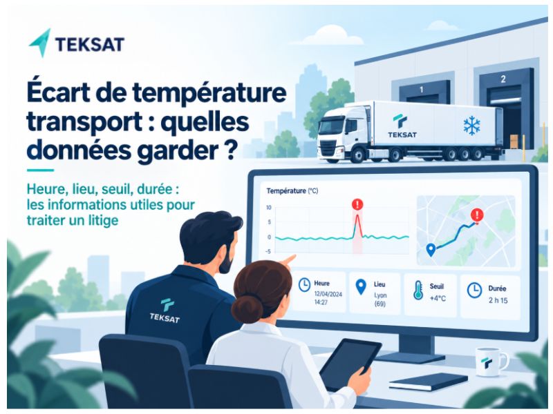 Suivi d’un écart de température pendant le transport avec heure, lieu, seuil et durée